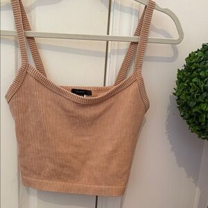 Forever 21 Beige Ribbed Tank Top
